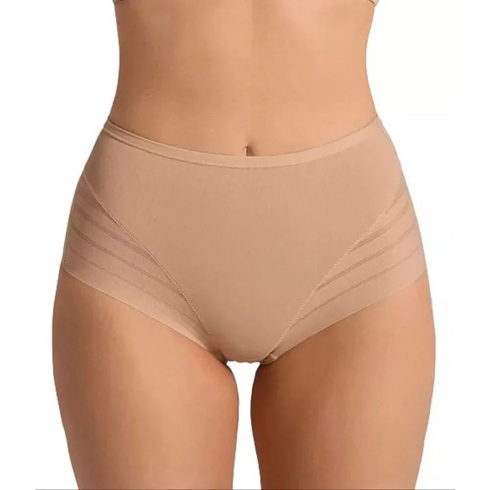 Leonisa Stripe Undetectable Lace Classic Shaper Panty Golden Beige XXL